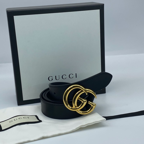 Gucci GG Marmont leather belt with shiny buckle - Picture 3 of 3